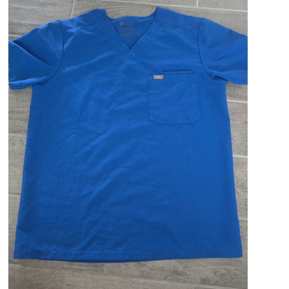 FIGS Leon Three-Pocket Scrub Top Royal Blue Mens Medium FM1500 V-Neck